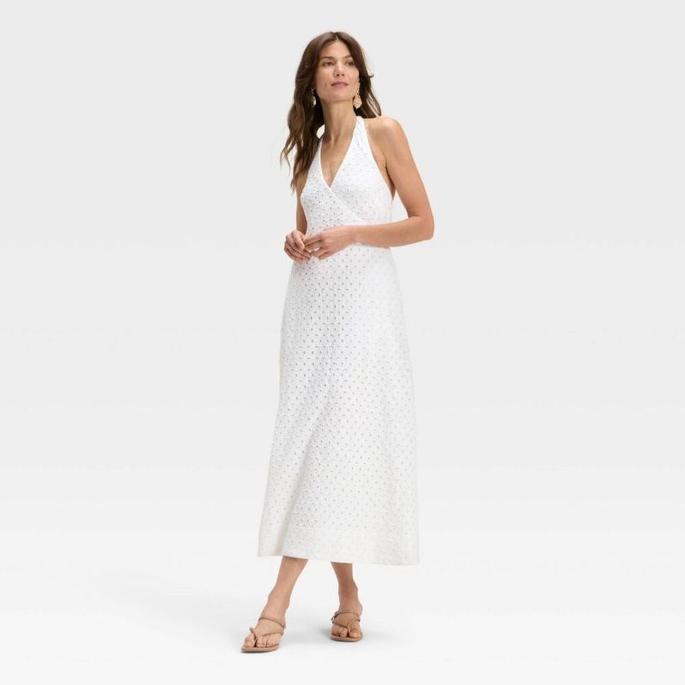 Open Box - A New Day - Women's Eyelet Maxi A-Line Dress - A New Day White White - Picture 3 of 3